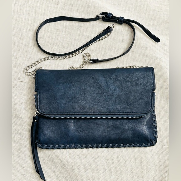 Urban Expressions Handbags - Leather Clutch with Chain Strap Urban Expressions Navy Vegan
